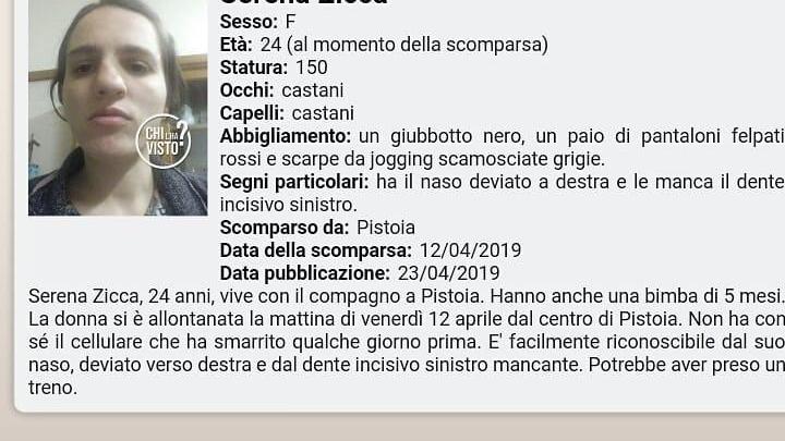 Serena Zicca, la giovane scomparsa da Pistoia