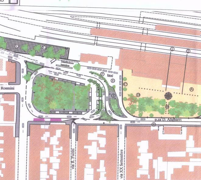 Piazza Dante coi bus e senza parcheggi 