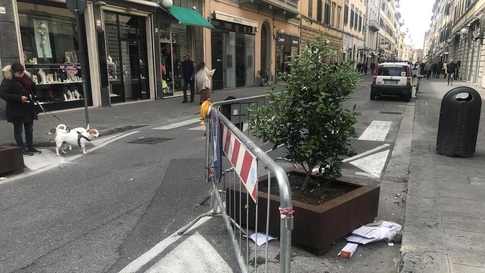 Con l’auto contro la fioriera in via Ricasoli