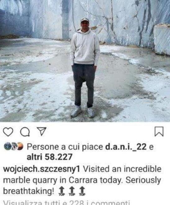 Il portiere Szczęsny stregato dalle cave di Carrara