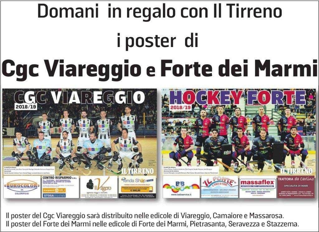 Oggi in regalo con Il Tirreno i maxi poster di Cgc Viareggio e Hockey Forte 