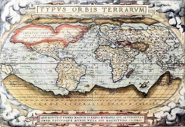 Una delle tavole dell’Ortelio, il volume antico rubato alla Chelliana