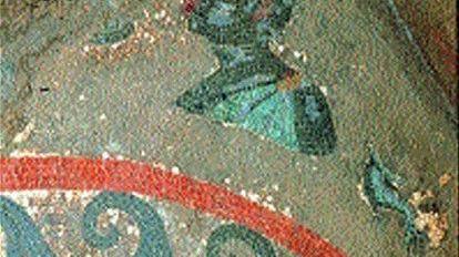 Il “mosaico dei neri” nell’edificio termale del tempio di Venere sull’Acropoli (foto Parchi Val di Cornia)