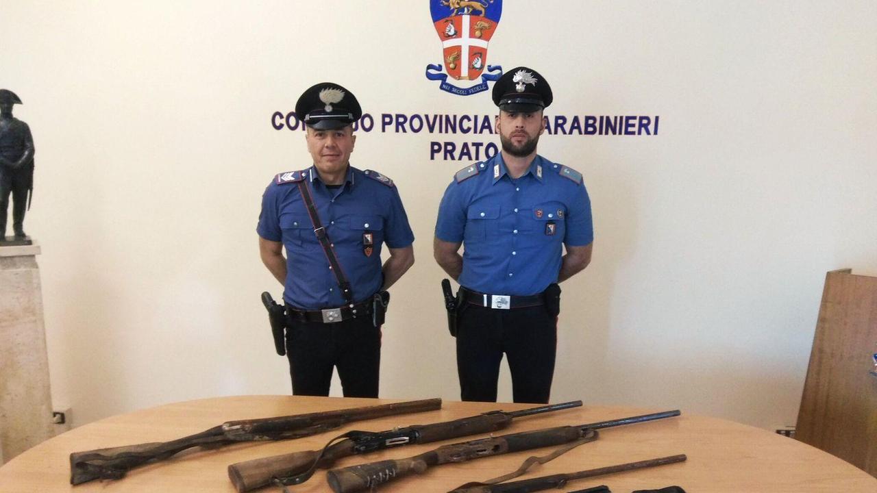Le armi sequestrate dai carabinieri
