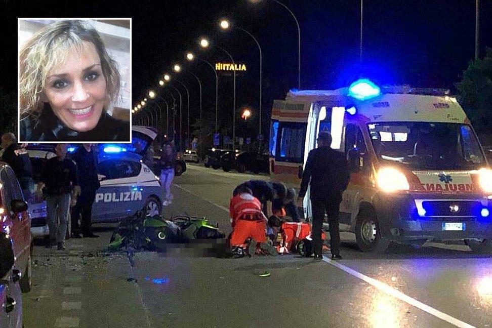 La scena dell'incidente. Nel riquadro, Francesca Vita