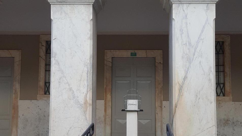 L’opera in gabbia: così l’artista Siani rappresenta lo stallo sugli Animosi