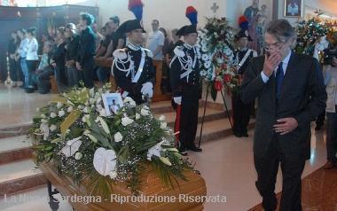 Il presidente della Saras Massimo Moratti al funerale dei tre operai morti sul lavoro