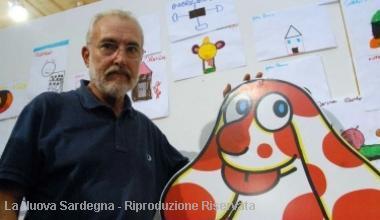 Altan insieme alla sua creazione, la cagnetta Pimpa 