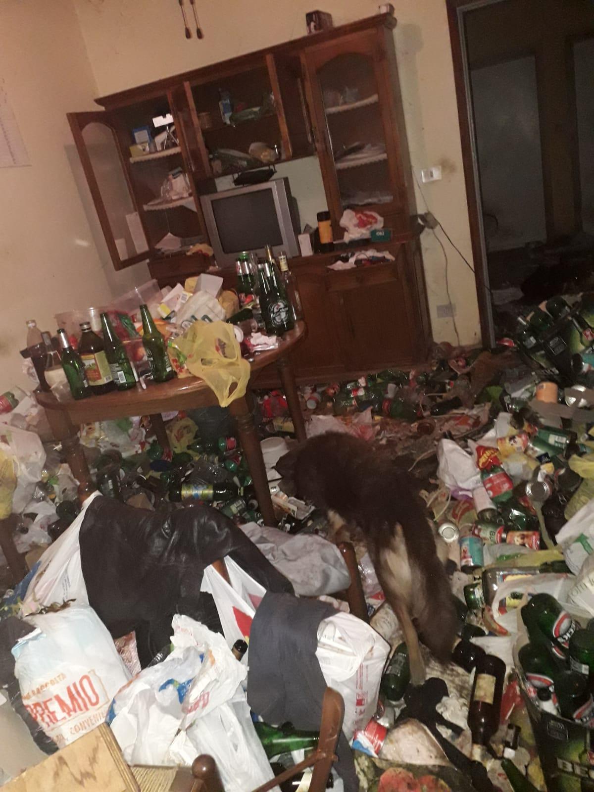 Appartamento-discarica dove viveva un cane denutrito insieme al suo padrone