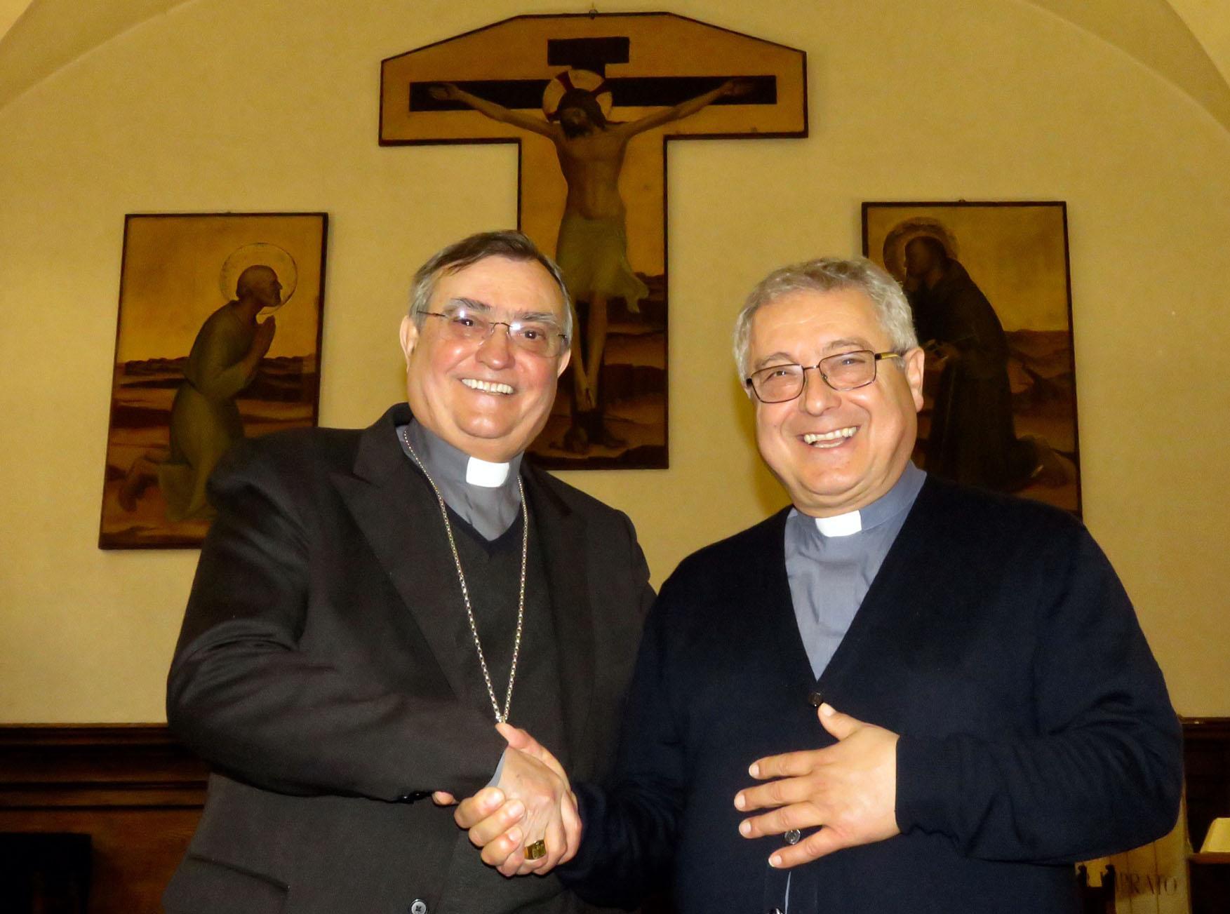 Il vescovo di Prato Franco Agostinelli e monsignor Giovanni Nerbini