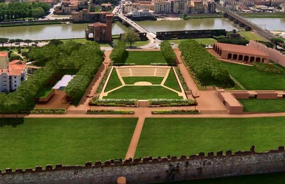 Una simulazione grafica del parco verde alla Cittadella