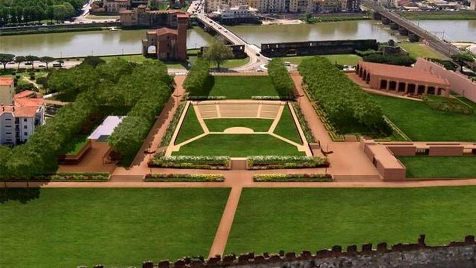 Una simulazione grafica del parco verde alla Cittadella