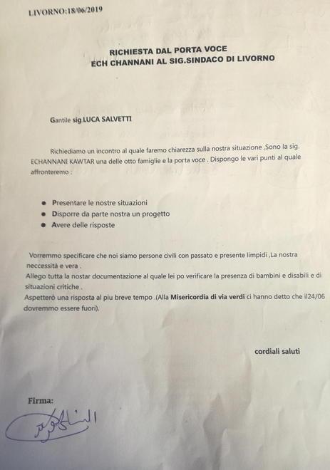 Lettera appello al sindaco