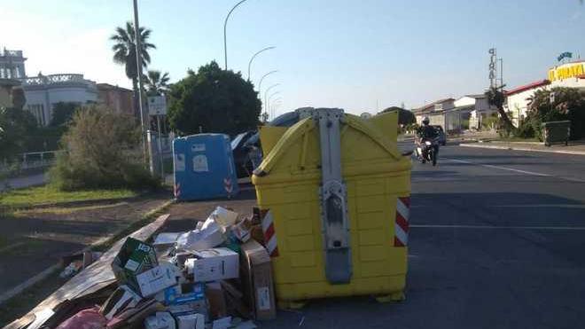 Cartone abbandonato Rifiuti sul lungomare