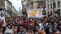 Manifestazione degli indignati a Milano