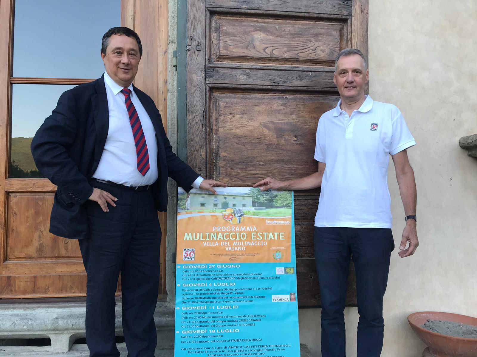 Il sindaco di Vaiano Primo Bosi e e il presidente dell’associazione Over 50 Andrea Neri