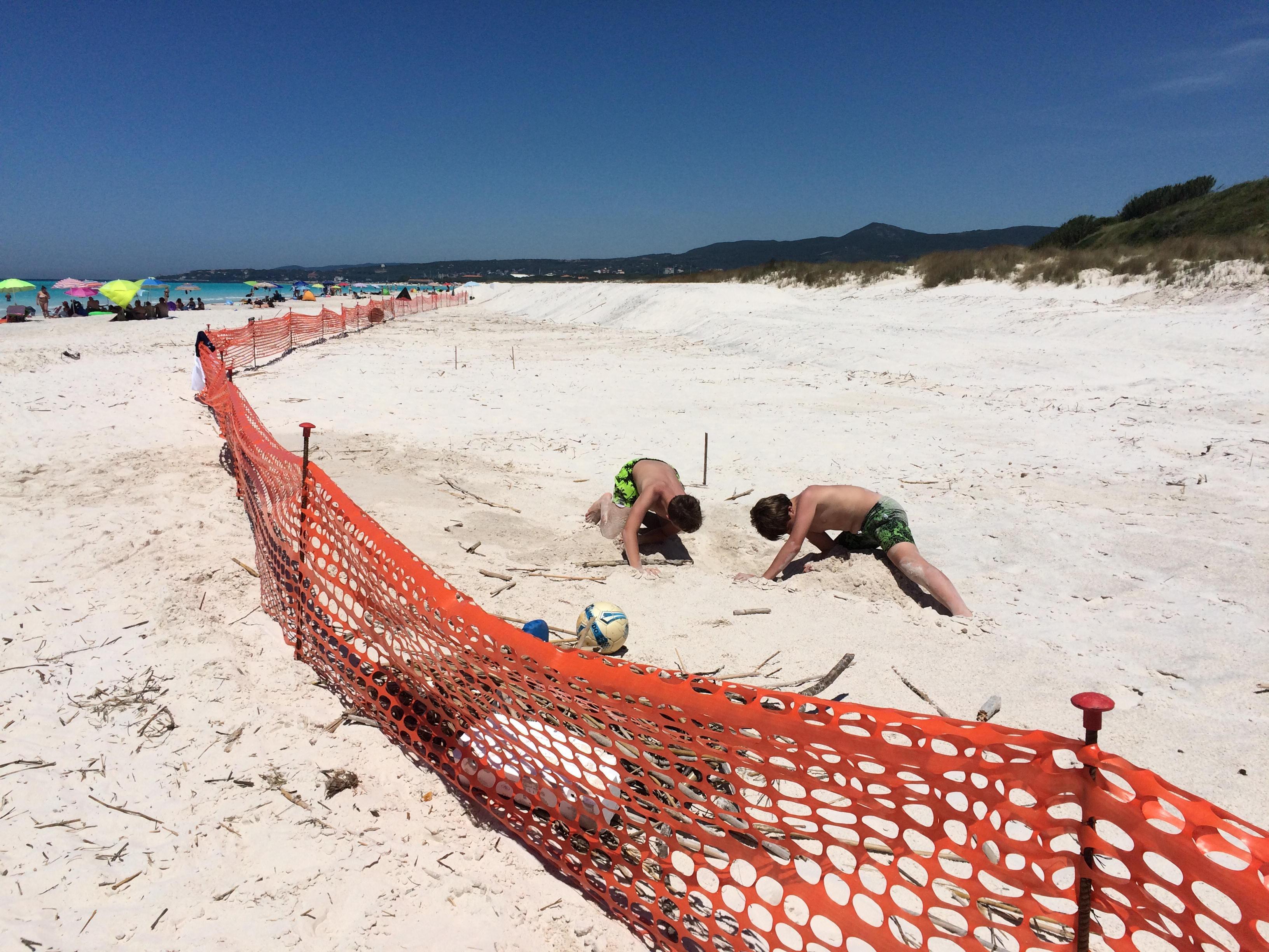 Spiagge Bianche, bagnanti tra i cantieri. Cumuli di sabbia destinati ad altri arenili