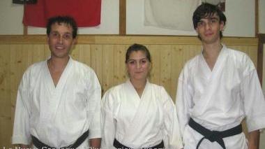 Mocci, Delogu e Meloni al passaggio di cintura di karate  