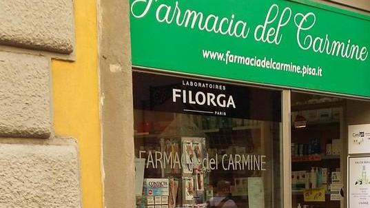 La farmacia rapinata ieri mattina in corso Italia