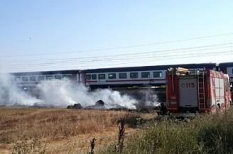 Un treno merci forse all’origine del rogo 