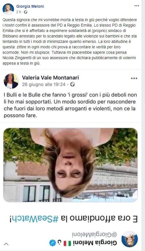 Reggio Emilia, Giorgia Meloni a testa in giù: bufera sull'assessore Valeria Montanari