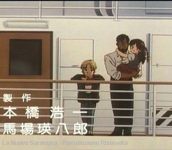 Una scena tratta dal cartone animato giapponese e gli alunni di Dorgali autori del doppiaggio (foto Muggianu) 