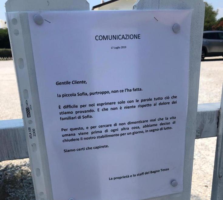 Salgono a sette gli indagati per la morte di Sofia Il Texas: «Uniti nel lutto» 