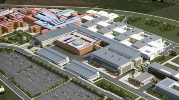 Una simulazione dell’ospedale di Cisanello dopo la realizzazione dei reparti al momento al Santa Chiara