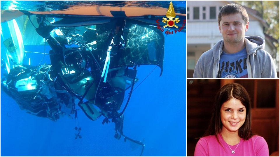 Il relitto dell’elicottero precipitato al largo di Gorgona, il pilota, l’imprenditore russo di 37 anni Maxim Sychev e Ekaterina Karkhina