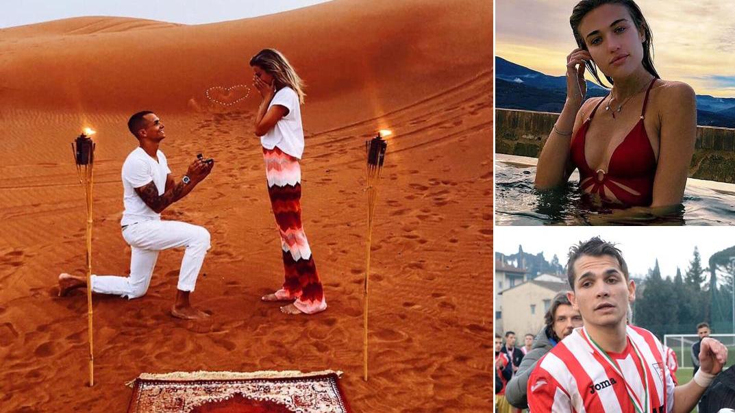 Proposta di nozze da film e l'ex velina dice “sì” al calciatore nel deserto