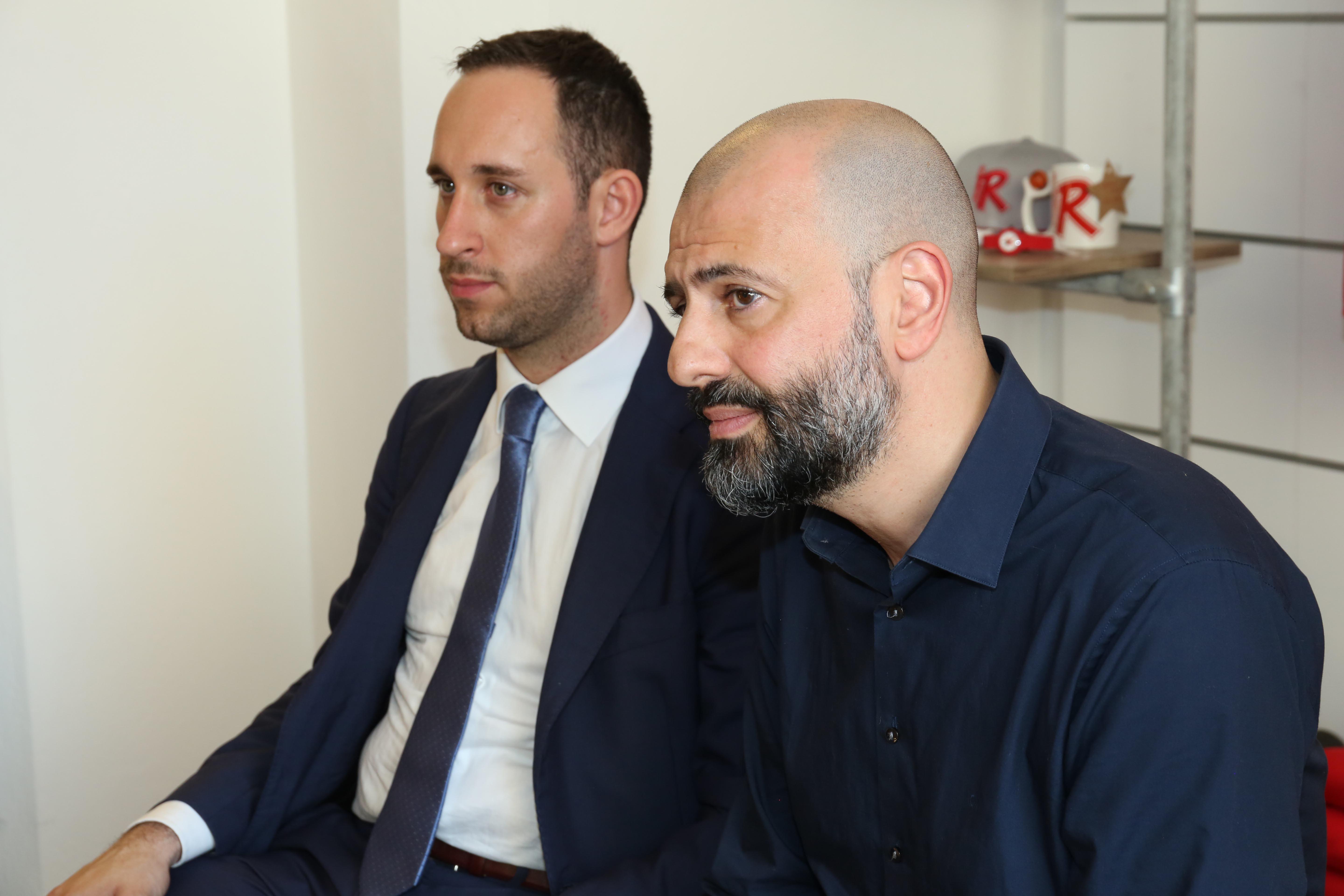 Il Dg biancorosso Filippo Barozzi e il coach Maurizio Buscaglia