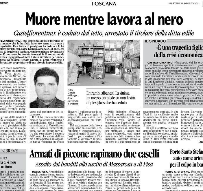 Otto anni fa il datore di lavoro della vittima fu arrestato
