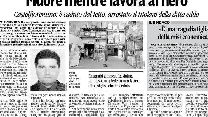 Otto anni fa il datore di lavoro della vittima fu arrestato