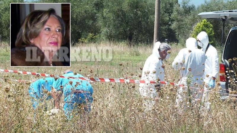 Nella foto grande di Paolo Barlettani il punto dove è stato trovato il cadavere. Nel riquadro Maria Simonetta Gaggioli