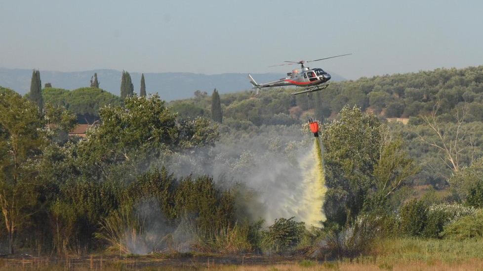 Paura sotto il ponte Le fiamme alle porte della zona boschiva