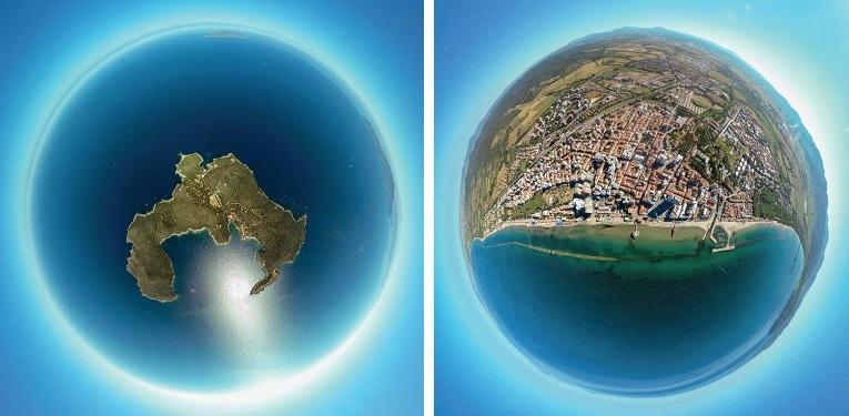L'isola di Giannutri e Follonica a 360° gradi: due dei quattro scatti firmati Massimo Sestini per Il Tirreno, da domani in edicola