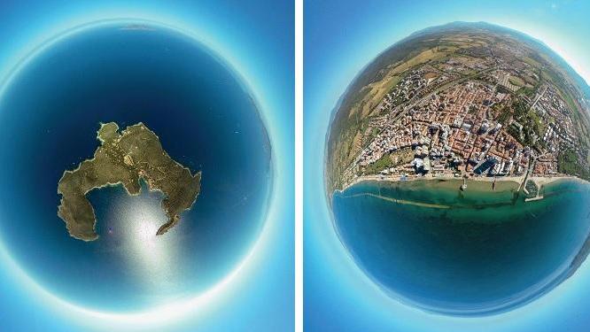 L'isola di Giannutri e Follonica a 360° gradi: due dei quattro scatti firmati Massimo Sestini per Il Tirreno, da domani in edicola