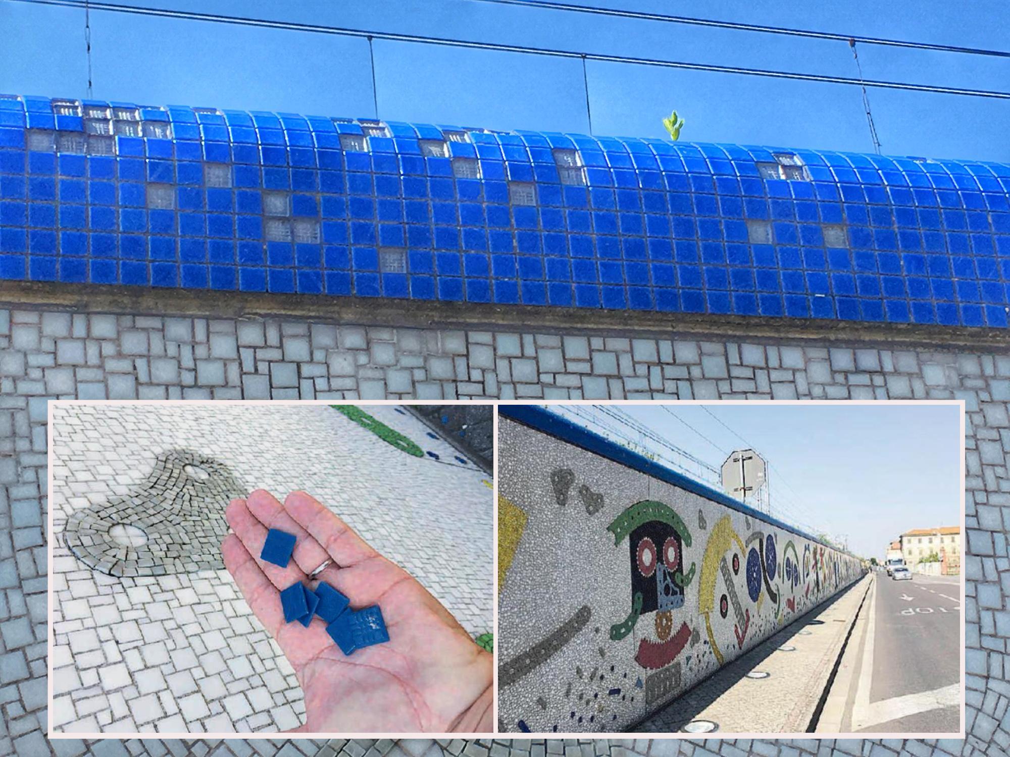 Pontedera, nell’indifferenza si sgretola il maxi mosaico del muro di Enrico Baj 