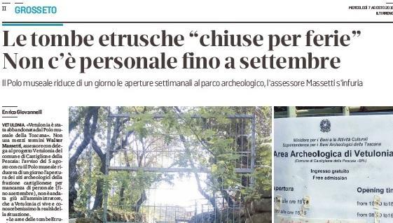 Vetulonia, Soprintendenza fa dietrofront Tombe visitabili cinque giorni su sette 