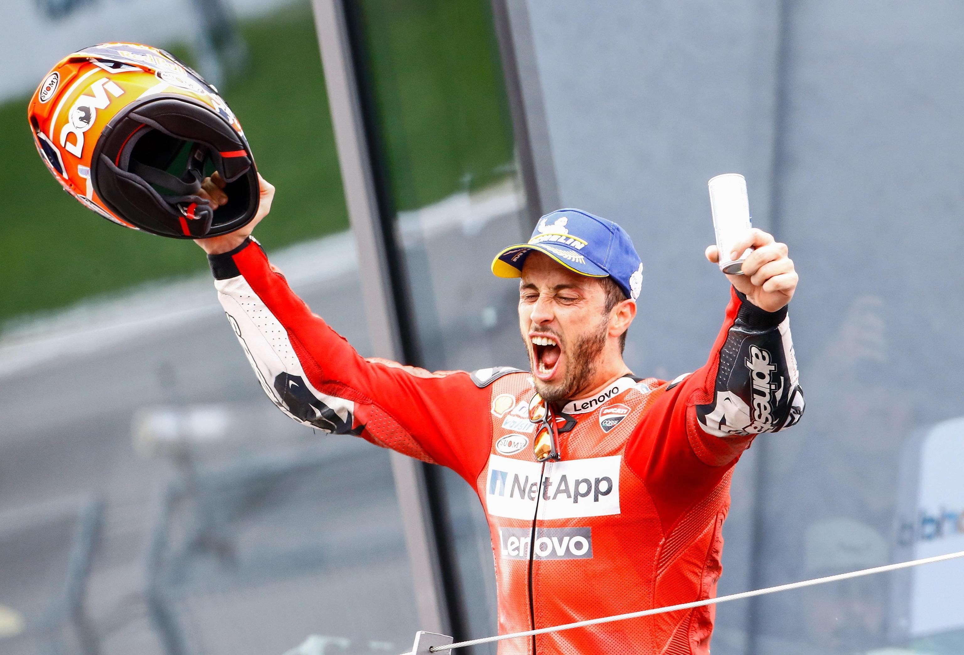 Andrea Dovizioso festeggia la vittoria in Austria