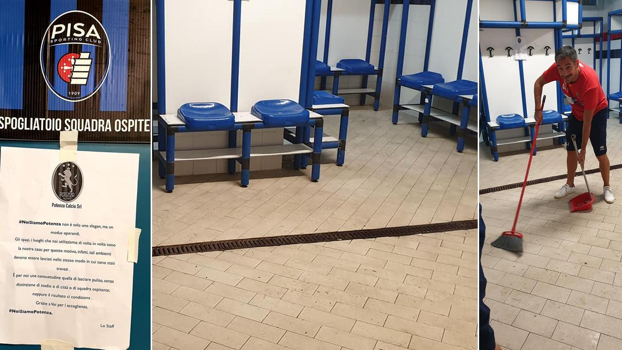 Il Potenza lascia lo spogliatoio splendente, il Pisa: "Complimenti, mai visto un gesto così"