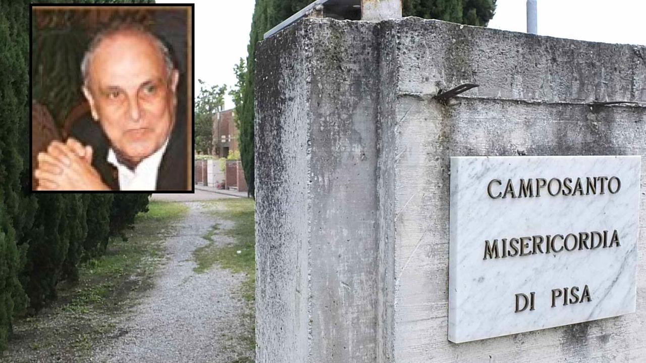 L'ingresso del cimitero della Misericordia e nel riquadro il dottor Carlo Alberto Angeletti
