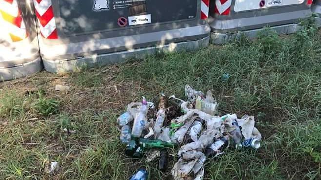 Famiglia di volontari si arma di guanti e pulisce la strada lungo la pineta