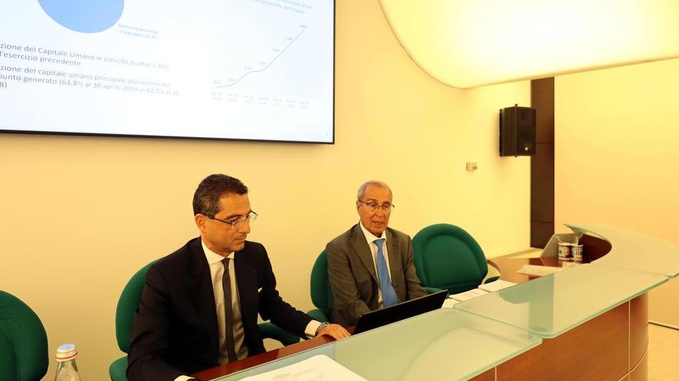 Alessandro Fabbroni e Paolo Castellacci durante la presentazione del bilancio (foto Sestini)