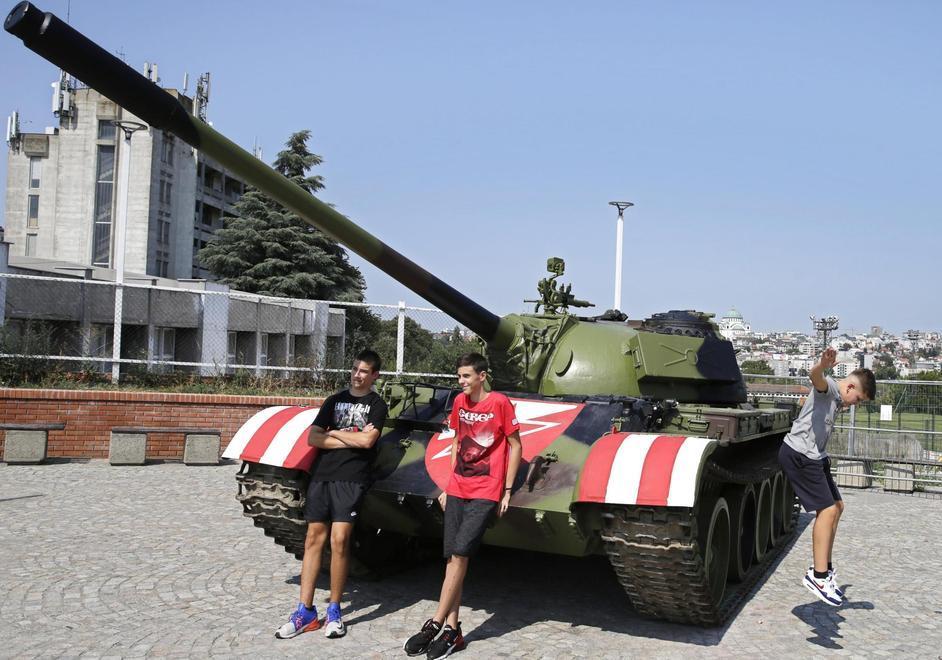 Un carro armato allo stadio