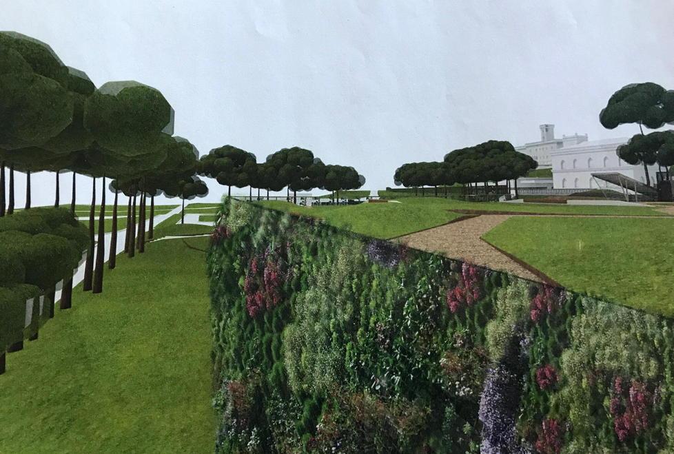 Un rendering del progetto parcheggio, che si compone di un piano interrato e uno esterno fino all’altezza dell’Aurelia