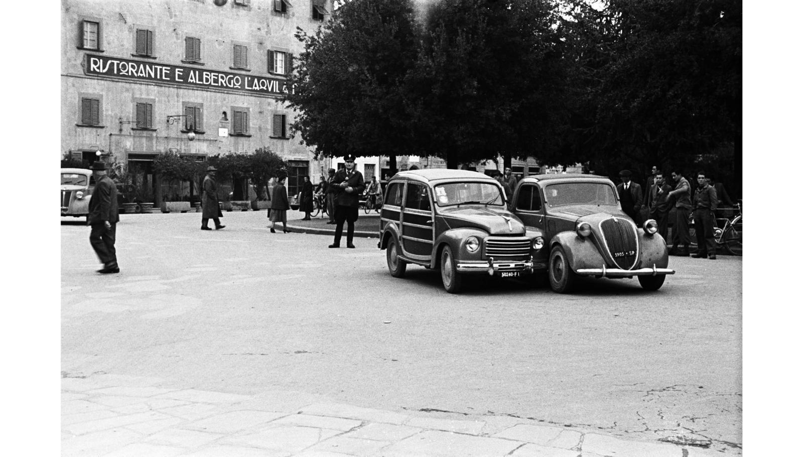Incidente di fronte all'albergo Aquila d'oro - 1950 (foto Michele Iacuzzo di Foto Cine)