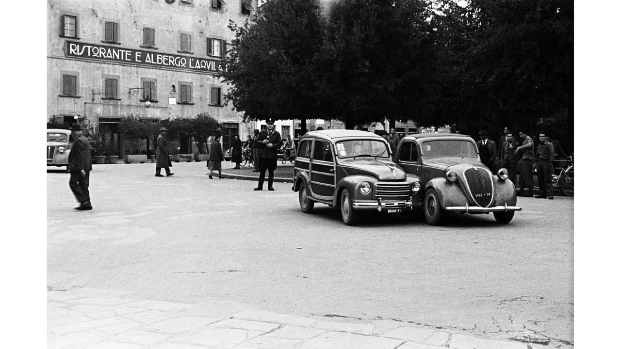 Incidente di fronte all'albergo Aquila d'oro - 1950 (foto Michele Iacuzzo di Foto Cine)