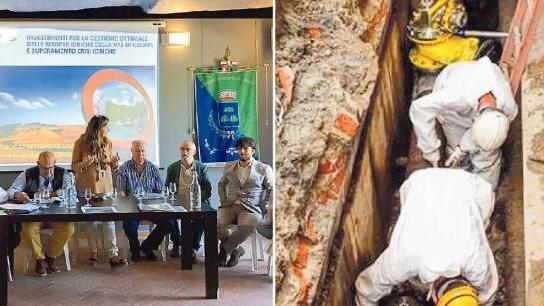 La presentazione dei lavori di Asa e accanto i lavori dell’azienda a una conduttura