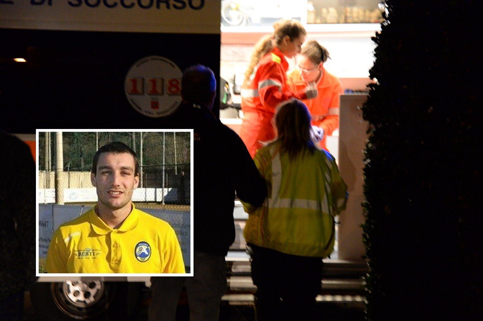 Un intervento del 118 (foto d'archivio). Nel riquadro, Nicola Fiorenzani con la maglia dell'Acciaiolo